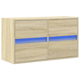 Berkfield Durable Tv Wall Cabinet With Led Lights Sonoma Oak 80X31X45 Cm - thumbnail 3