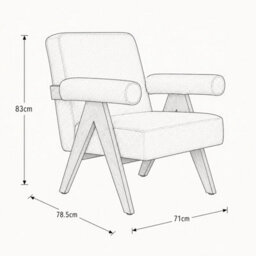 Where Saints Go Ltd Armchair Lorenzo Accent Snow Cream Chenille Walnut Wood Frame 83Cm By Where Saints Go - thumbnail 8