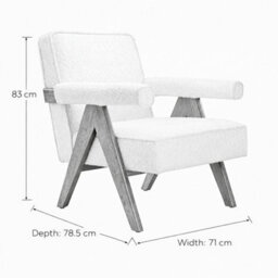 Where Saints Go Ltd Armchair Lorenzo Accent Snow Cream Chenille Walnut Wood Frame 83Cm By Where Saints Go - thumbnail 9