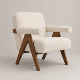 Where Saints Go Ltd Armchair Lorenzo Accent Snow Cream Chenille Walnut Wood Frame 83Cm By Where Saints Go - thumbnail 2
