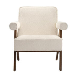 Where Saints Go Ltd Armchair Lorenzo Accent Snow Cream Chenille Walnut Wood Frame 83Cm By Where Saints Go - thumbnail 3