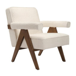 Where Saints Go Ltd Armchair Lorenzo Accent Snow Cream Chenille Walnut Wood Frame 83Cm By Where Saints Go - thumbnail 4