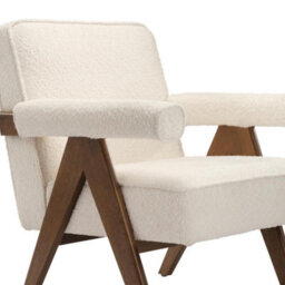 Where Saints Go Ltd Armchair Lorenzo Accent Snow Cream Chenille Walnut Wood Frame 83Cm By Where Saints Go - thumbnail 7