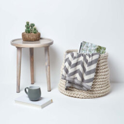 Homescapes Natural Cotton Knitted Round Storage Basket, 42 X 37 Cm - thumbnail 4