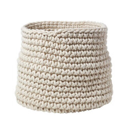 Homescapes Natural Cotton Knitted Round Storage Basket, 42 X 37 Cm - thumbnail 1