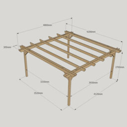 Rutland County Garden Furniture Double Garden Pergola - Wood - L420 X W480 X H270 Cm - Rustic Brown - thumbnail 6