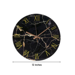 Living And Home Silent Wall Clock Black Marble Texture Round Wall Clock For Kitchen Home - thumbnail 6