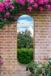 "Mirroroutlet Vultus - New Gold Metal Framed Double Arched Outdoor Garden Wall Mirror 71"" X 24"" (180Cm X 60Cm)" - thumbnail 5