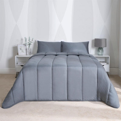 OHS Coverless 10.5 Tog Duvet & Pillowcase, Charcoal Grey - King - image 1