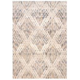 Loomed Neutral Beige Distressed Diamond Soft Living Area Rug 120X170Cm - thumbnail 6
