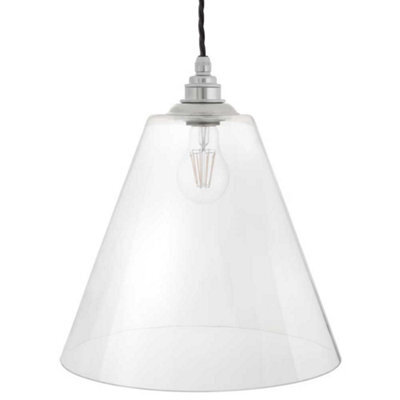 Forster Clear Cone Glass Pendant Light - Nickel - Se Home