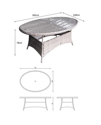 Signature Weave Alexandra Wicker Oval 6 Seater Dining Table Grey Indoor Outdoor - image 1
