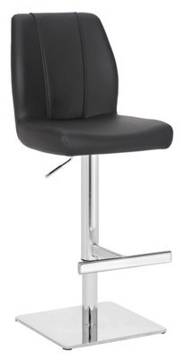 Lamboro Ravenna Deluxe Breakfast Bar Stool, Chrome Footrest, Height Adjustable Swivel Gas Lift, Home Bar & Kitchen Barstool, Black - image 1