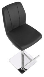 Lamboro Ravenna Deluxe Breakfast Bar Stool, Chrome Footrest, Height Adjustable Swivel Gas Lift, Home Bar & Kitchen Barstool, Black - thumbnail 6