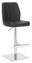 Lamboro Ravenna Deluxe Breakfast Bar Stool, Chrome Footrest, Height Adjustable Swivel Gas Lift, Home Bar & Kitchen Barstool, Black