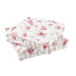 Dibor Set Of 2 Pink Floral Print Indoor Dining Chair Seat Pad Box Cushions (L)40Cm X (W)40Cm - thumbnail 2