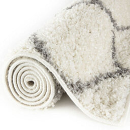 The Rugs Moroccan Shaggy Rugs And Runners Soft Fluffy Trellis Design High Pile Ivory And Grey Living Room Kitchen Hallway 600 - thumbnail 5