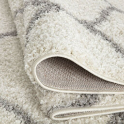 The Rugs Moroccan Shaggy Rugs And Runners Soft Fluffy Trellis Design High Pile Ivory And Grey Living Room Kitchen Hallway 600 - thumbnail 4