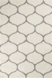 The Rugs Moroccan Shaggy Rugs And Runners Soft Fluffy Trellis Design High Pile Ivory And Grey Living Room Kitchen Hallway 600 - thumbnail 2