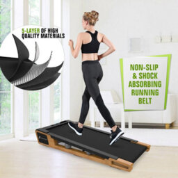 Centurion Supports Strongology Inclino Light Walnut Wood Finish Luxury Home And Office Quiet 560W Adjustable Speed 5Degree Incline Treadmill - thumbnail 5
