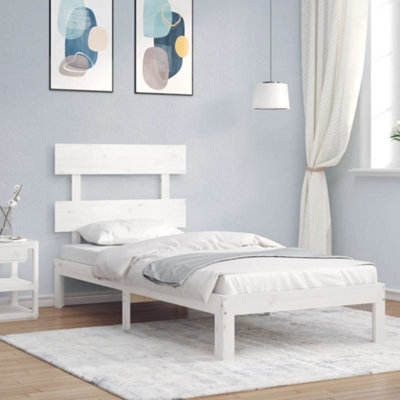 Berkfield Bed Frame With Headboard White 100X200 Cm Solid Wood - image 1