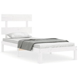 Berkfield Bed Frame With Headboard White 100X200 Cm Solid Wood - thumbnail 2