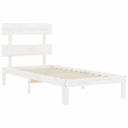 Berkfield Bed Frame With Headboard White 100X200 Cm Solid Wood - thumbnail 5