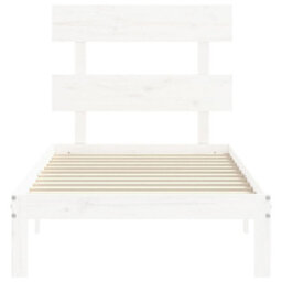 Berkfield Bed Frame With Headboard White 100X200 Cm Solid Wood - thumbnail 6