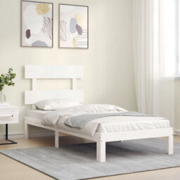 Berkfield Bed Frame With Headboard White 100X200 Cm Solid Wood - thumbnail 3
