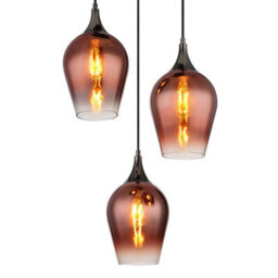 Luminosa Lighting Luminosa Lavus Cluster Pendant Ceiling Light Gunmetal Red Glass Shade 3X E27 - thumbnail 3