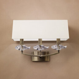Luminosa Lighting Luminosa Akira Wall Lamp Switched 3 Light E14, Antique Brass With Cream Shade - thumbnail 2