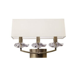 Luminosa Lighting Luminosa Akira Wall Lamp Switched 3 Light E14, Antique Brass With Cream Shade - thumbnail 1