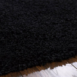 Black Handmade Rug, 50mm Thickness Plain Shaggy Rug, Modern Luxurious Black Rug For Bedroom, & Diningroom-160Cm X 230Cm - thumbnail 3