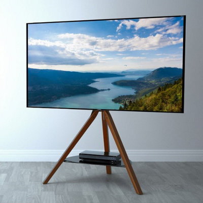 "Avf Hoxton Tripod Tv Stand For Tvs Up To 70"" (40Kg) - Dark Wood Legs, Glass Shelf, Cable Management, Adjustable Height & Tilt" - image 1