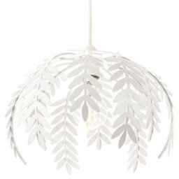 Happy Homewares Traditional Fern Leaf Design Ceiling Pendant Light Shade In White Gloss Finish - thumbnail 1