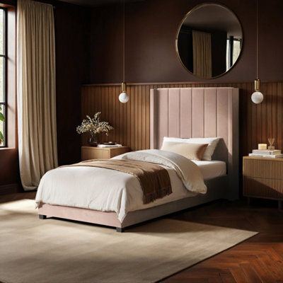 Flair Tiggy Single Ottoman Bed Pink Velvet - image 1