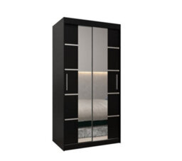 Arte Verona 04 Contemporary 2 Mirrored Sliding Door Wardrobe 5 Shelves 2 Rails Black Matt (H)2000mm (W)1000mm (D)620mm - thumbnail 1