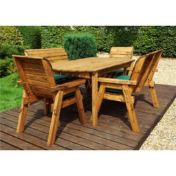 Marlborough Traditional 6 Seater Table Set With 2 X Bench Cushion 2 X Chair Cushion, 1 X Burgundy Parasol & Base & Cushion Storage Bag - thumbnail 3