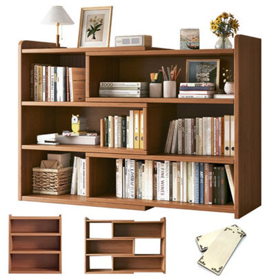 Stretchable Wooden Shelf 4 Tier Bookcase Display Storage Unit Stand - image 1