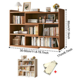 Stretchable Wooden Shelf 4 Tier Bookcase Display Storage Unit Stand - thumbnail 2