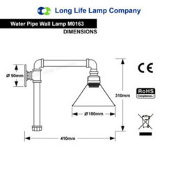 Long Life Lamps Company Industrial Vintage Water Pipe Wall Light M0163 - thumbnail 2