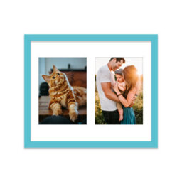 12X10 Inch 2 Opening Photo Collage Frame, Display Two 7X5 Inch Photos, Multi Aperture Family Picture Frame, Turquoise
