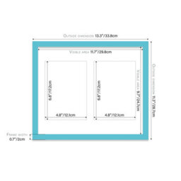 12X10 Inch 2 Opening Photo Collage Frame, Display Two 7X5 Inch Photos, Multi Aperture Family Picture Frame, Turquoise - thumbnail 4