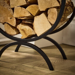 Dibor Traditional Style Black U Shape Log Storage Firewood Log Holder With Acorns - thumbnail 4