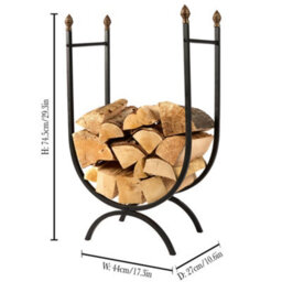 Dibor Traditional Style Black U Shape Log Storage Firewood Log Holder With Acorns - thumbnail 2
