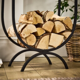 Dibor Traditional Style Black U Shape Log Storage Firewood Log Holder With Acorns - thumbnail 3