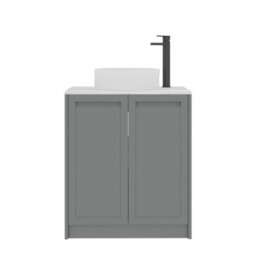 Royal Bathrooms Royal Bathroom Elmore 700mm Matt Pebble Grey Freestanding Countertop Bathroom Vanity Unit 2 Door With Round Basin - thumbnail 7