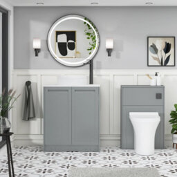 Royal Bathrooms Royal Bathroom Elmore 700mm Matt Pebble Grey Freestanding Countertop Bathroom Vanity Unit 2 Door With Round Basin - thumbnail 5