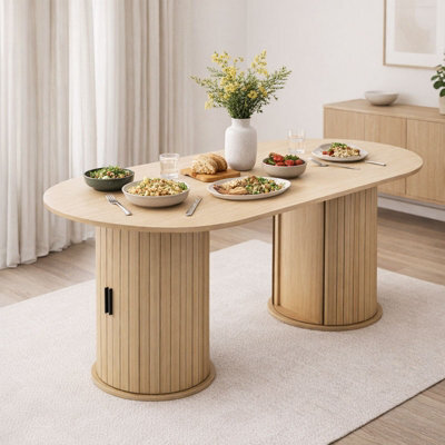 Westwood 4 To 6 People Wide Tabletop Dining Table With 3-Tier Shelves Storage Cabinet - image 1