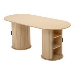 Westwood 4 To 6 People Wide Tabletop Dining Table With 3-Tier Shelves Storage Cabinet - thumbnail 9